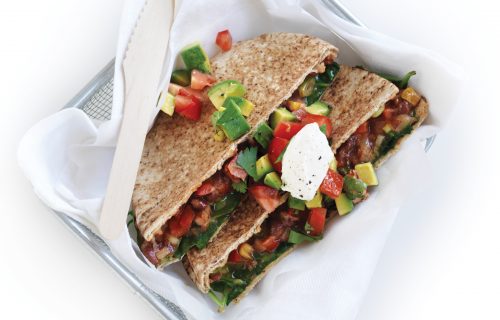 Bean quesadilla with tomato salsa