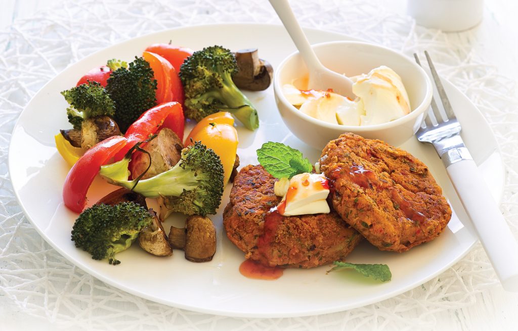 Boss burgers and baked veges Boss burgers and baked veges