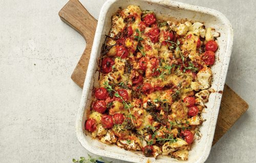 Cauliflower bake with cheesy topping