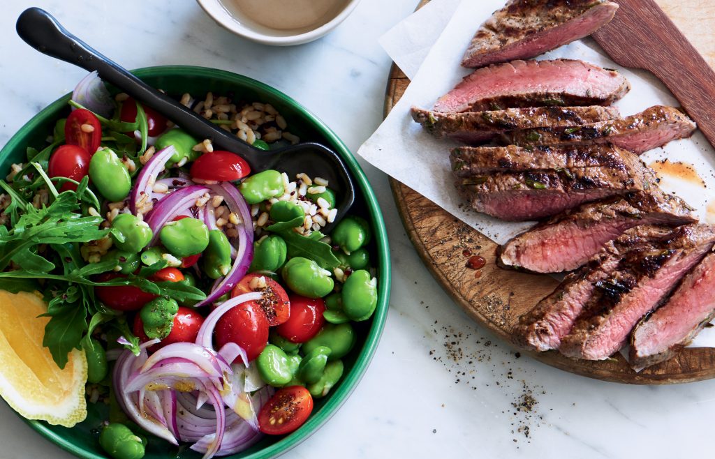 Chargrilled lamb with warm broad bean salad Chargrilled lamb with warm broad bean salad