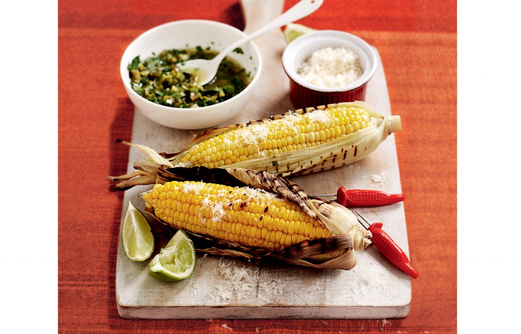 Charred corn with chunky coriander salsa Charred corn with chunky coriander salsa