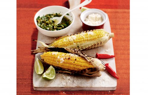 Charred corn with chunky coriander salsa