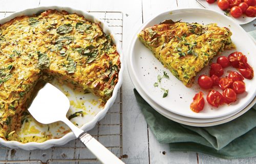 Cheesy courgette and pumpkin slice