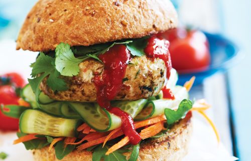 Chicken, chilli and coriander burgers