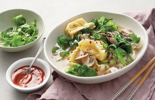 Chicken noodle and dumpling soup