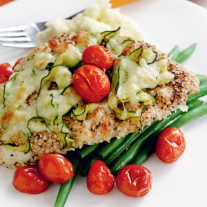 Chicken parmigiana with quinoa and chia