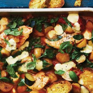 Chicken, spinach and potato bake