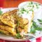 Chickpea and chicken curry fritters with yoghurt raita