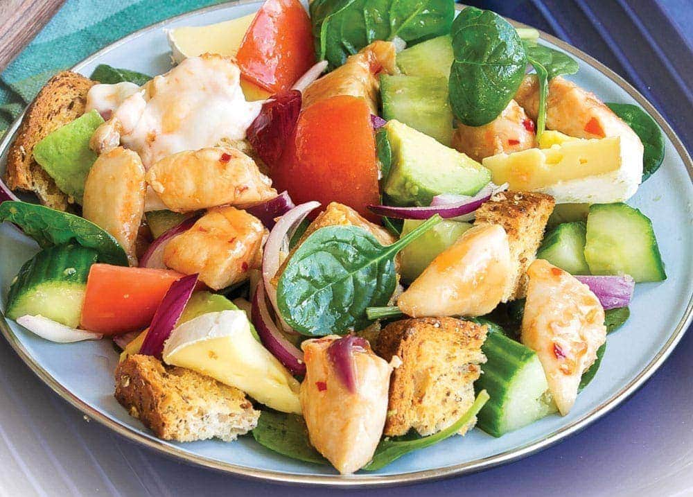 Chunky chilli chicken and brie salad Chunky chilli chicken and brie salad