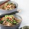 Cold Japanese noodles with tofu, honey and peanut dressing
