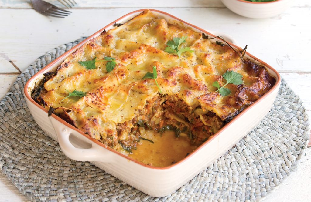 Curried beef lasagne