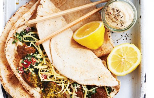 Falafel and tabouli wrap