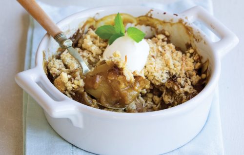 Feijoa and apple crumble