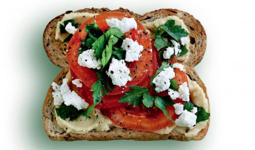 Feta and tomato toast topper