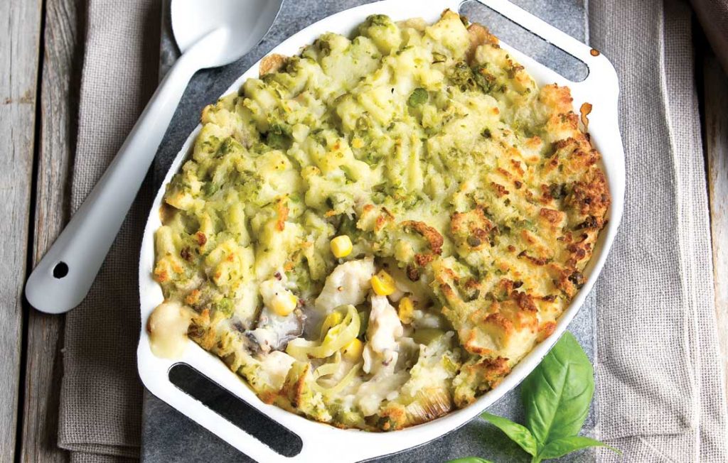 Fish pie with pea mash topping Fish-pie-with-Pea-Mash