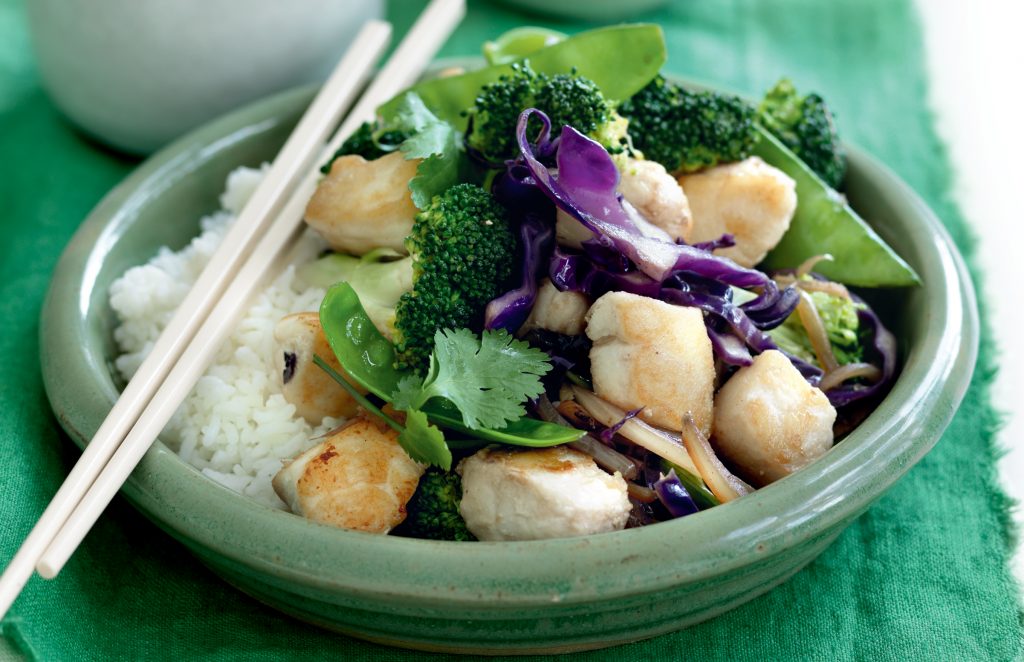 Fish stir-fry with broccoli and ginger Fish stir-fry with broccoli and ginger