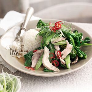 Ginger chicken with Asian greens