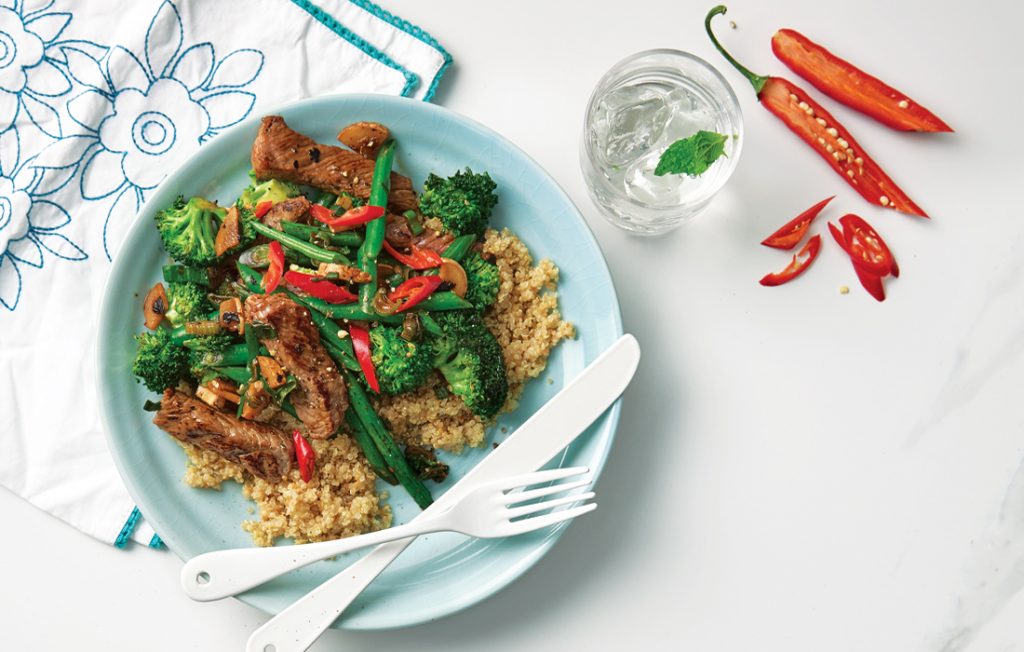 Ginger chilli beef with broccoli Ginger chilli beef with broccoli