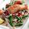 Grilled salmon with mixed bean and fennel salad