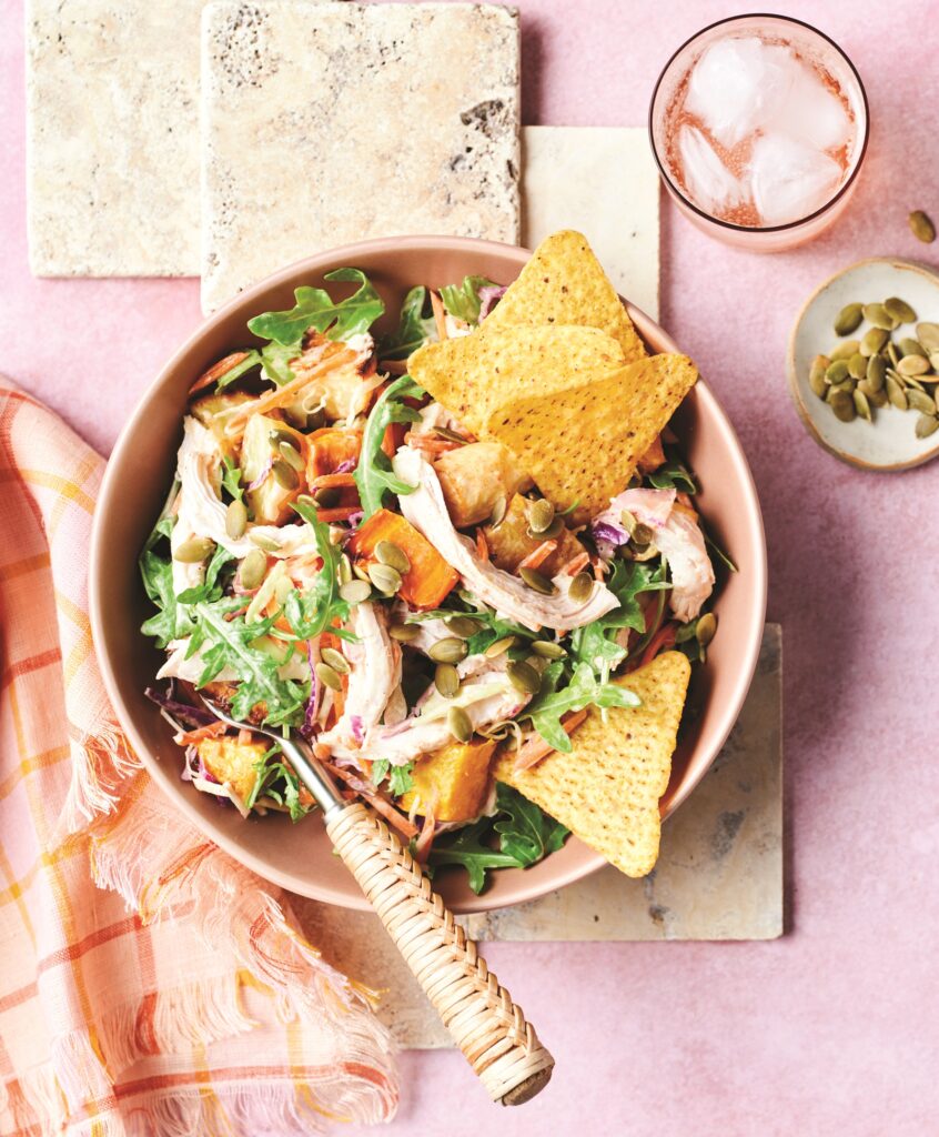 Mexican chicken and roast vegie salad Mexican chicken and roast vegie salad