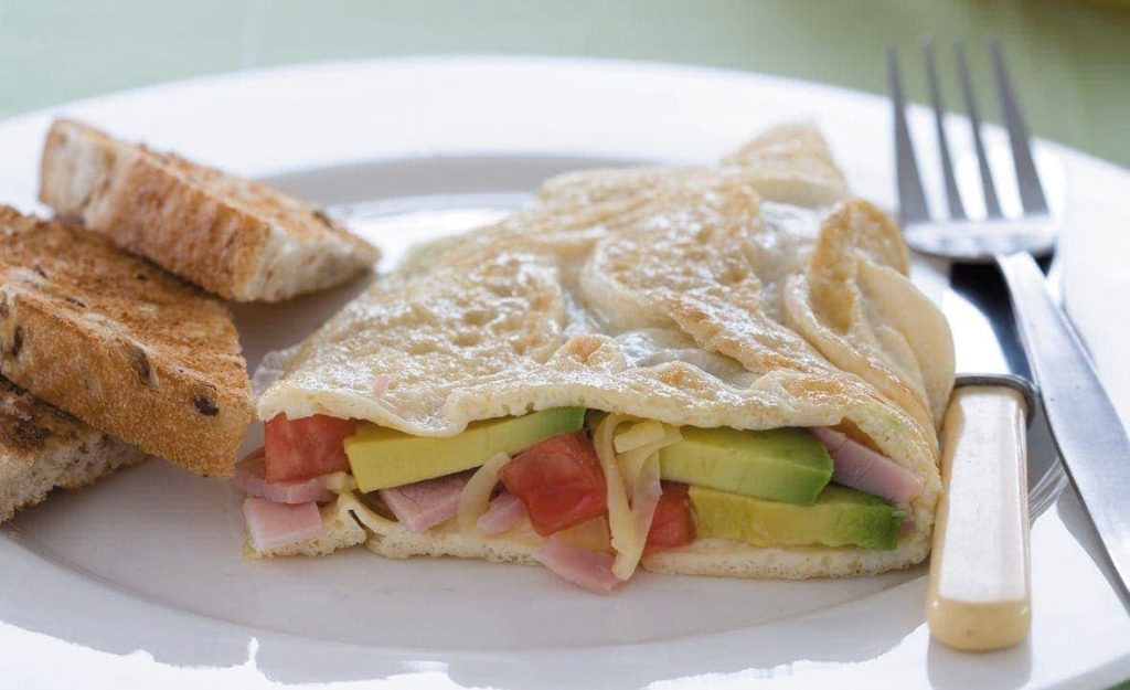 Ham and avocado omelette Ham and avocado omelette