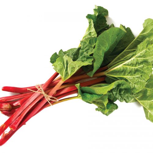 In season mid spring: Cherry red rhubarb and Mary Washington asparagus