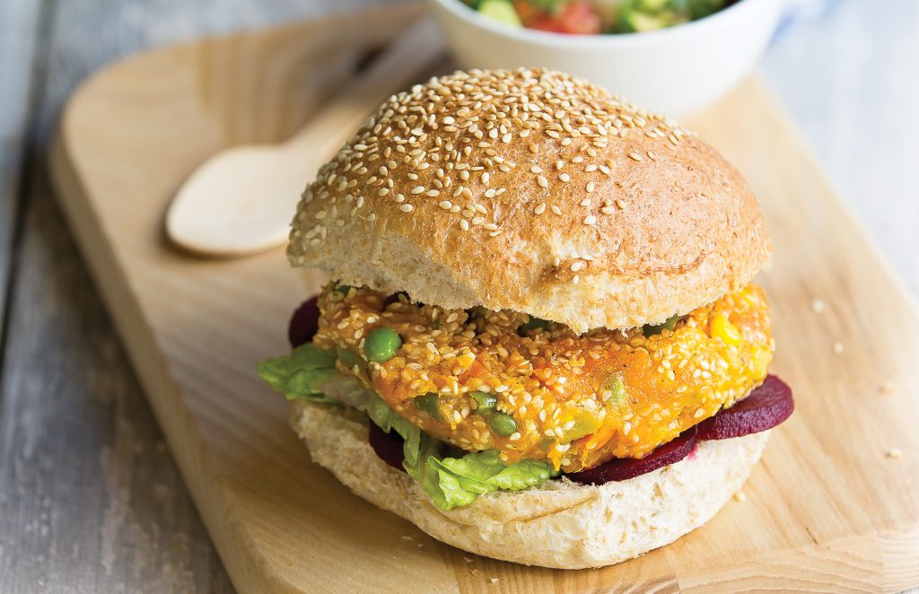 Kumara vege burgers with avocado salsa Kumara vege burgers with avocado salsa