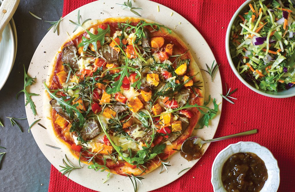 Lamb, kumara and rosemary pizza Lamb, kumara and rosemary pizza