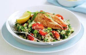 Lemon and garlic chicken with quinoa tabouli