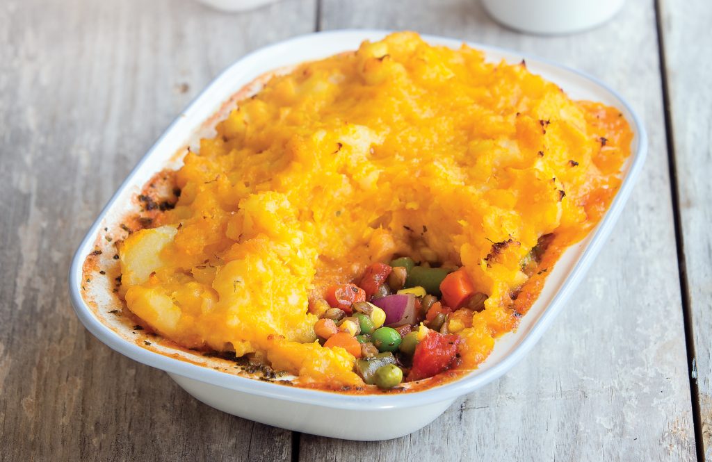 Lentil and tomato pie with golden mash Lentil and tomato pie with golden mash