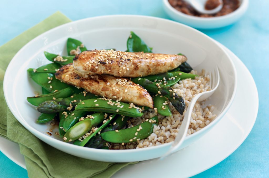 Lime, ginger and five-spice chicken with sesame greens Lime, ginger and five-spice chicken with sesame greens