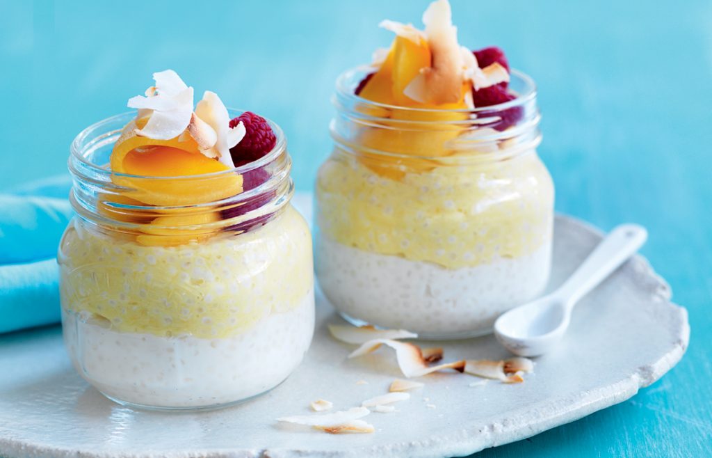 Mango and coconut sago puddings Mango and coconut sago puddings