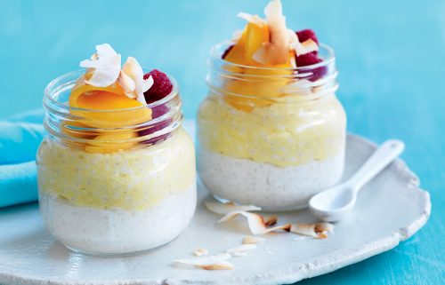 Mango and coconut sago puddings