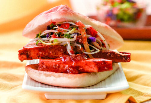 Marinated tofu burger