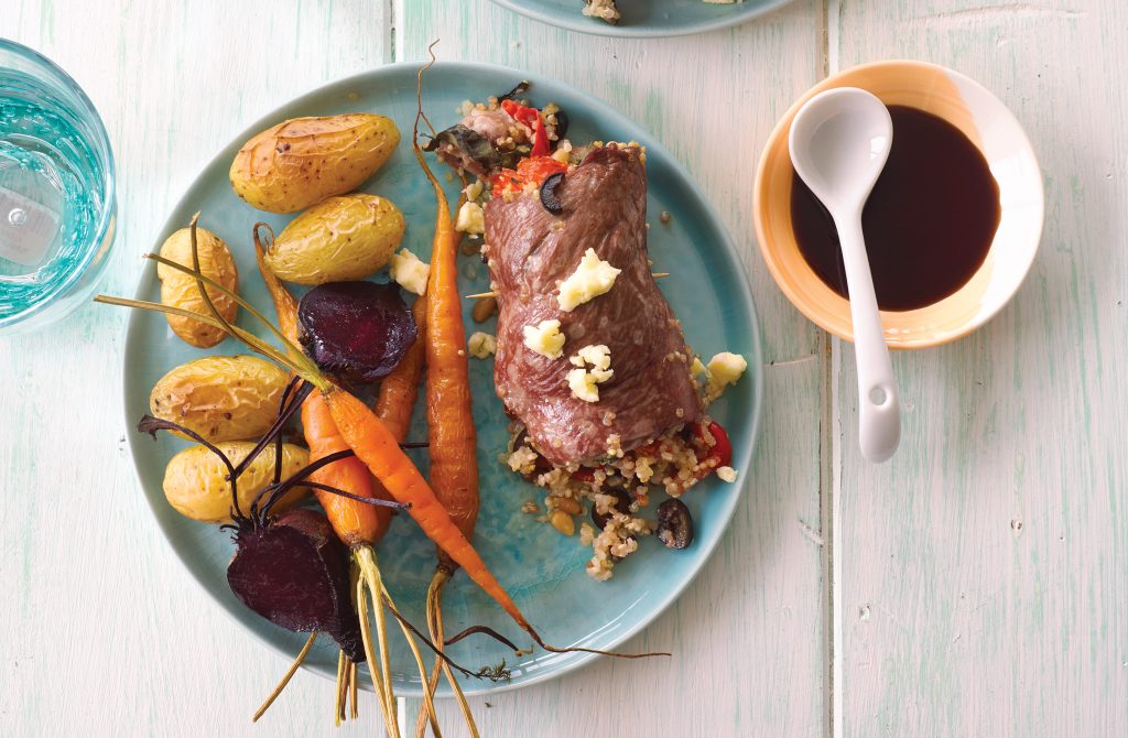 Mediterranean stuffed beef rolls