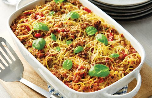 Mediterranean vegetarian spaghetti