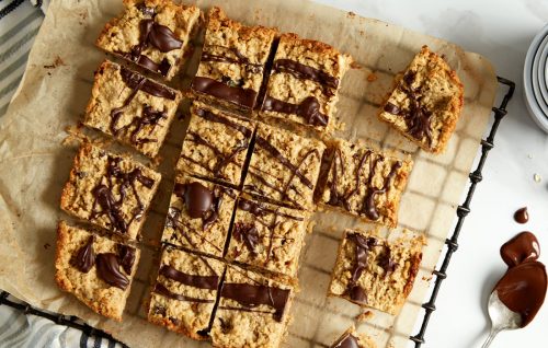 Nutty oat and chocolate slice