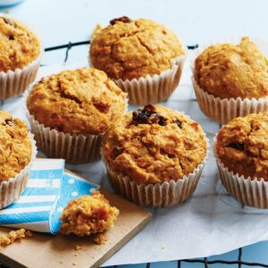 Pear, raisin and carrot muffins