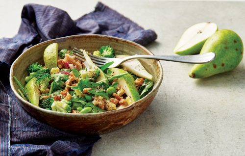 Pear, walnut and blue cheese bread salad