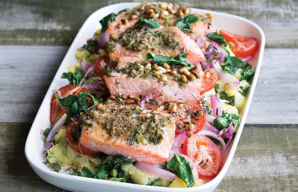 Pesto salmon potato bake Pesto salmon potato bake