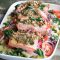 Pesto salmon potato bake