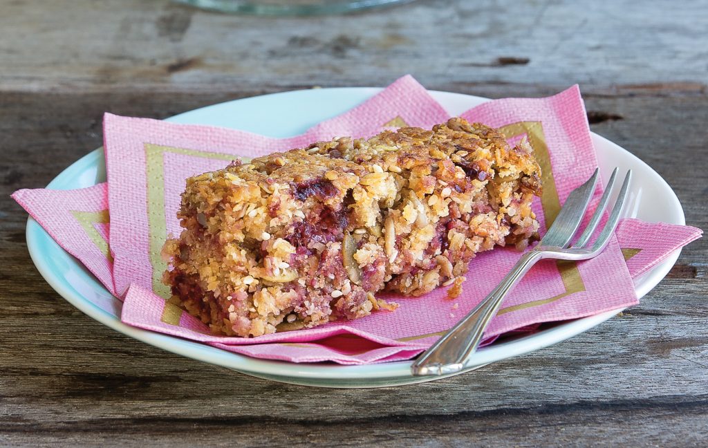 Plum, ginger and oat flapjacks Plum, ginger and oat flapjacks