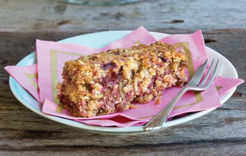 Plum, ginger and oat flapjacks