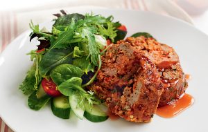 Plum-glazed meat loaf