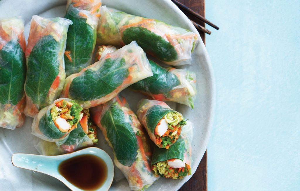 Prawn, avocado and peanut rice paper rolls Prawn, avocado and peanut rice paper rolls