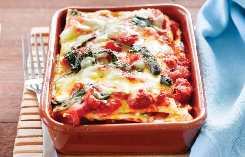 Pumpkin and spinach individual lasagnes