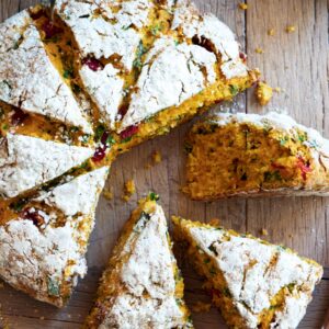 Pumpkin, roasted capsicum and spinach damper