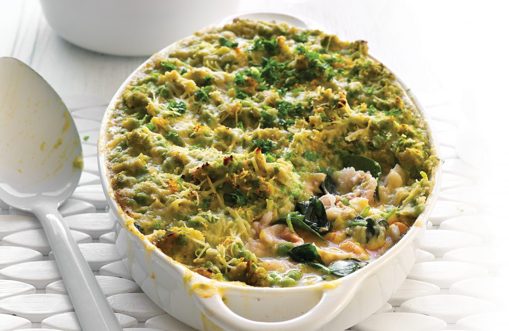 Quick fish and pea pie
