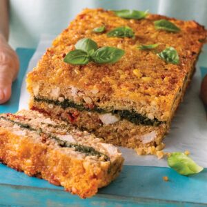 Quinoa loaf with spinach and parmesan