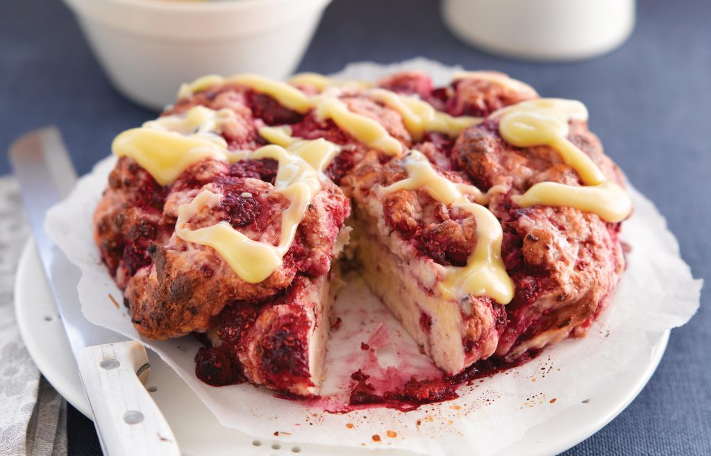 Raspberry-swirl bread with vanilla bean icing Raspberry-swirl bread with vanilla bean icing
